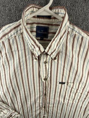 Faconnable Colorful Button-Down Cotton USA Striped XL Men Shirt Long Sleeve